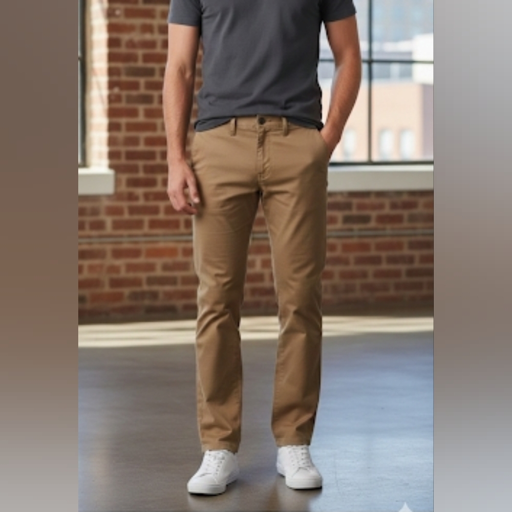 Free Assembly Modern Straight Khaki 5 Pocket Zip Up Men's Pant